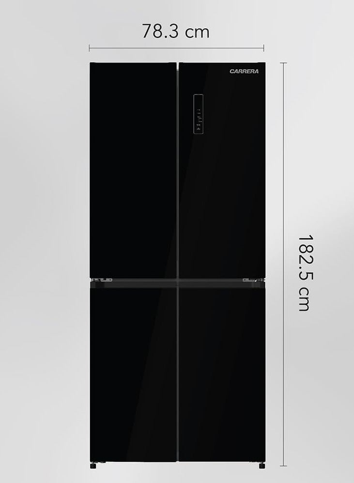 Carrera 4-Door Refrigerator 415L Capacity, Cross-Door Design, No Frost, Multi-Flow, My Fresh Choice, Dual-Tech Cooling, Black Glass CRF-24415 Black - Image 4