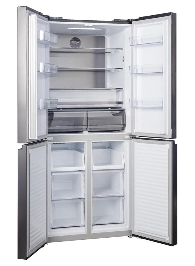 Carrera 4-Door Refrigerator 415L Capacity, Cross-Door Design, No Frost, Multi-Flow, My Fresh Choice, Dual-Tech Cooling, Black Glass CRF-24415 Black - Image 2