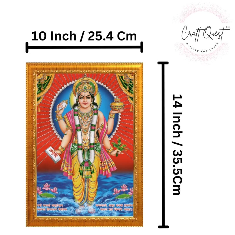 CRAFT QUEST DhanvantariDhanvantri God of Health and MedicineAyurveda Photo Frame with Acrylic glass 14 X 10 Inches Golden - Image 2