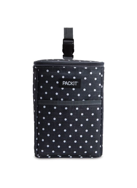 ® Freezable Double Bottle Bag Polka Dots Built With Ecofreeze® Technology Antimicrobial Lining Collapsible Reusable Zip Closure Buckle Handle Perfect For Breastmilk And Formula On The Go