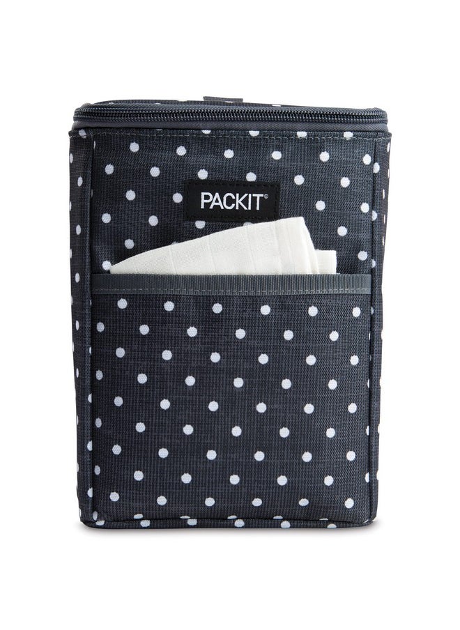 PACKIT - ® Freezable Double Bottle Bag Polka Dots Built With Ecofreeze® Technology Antimicrobial Lining Collapsible Reusable Zip Closure Buckle Handle Perfect For Breastmilk And Formula On The Go - Image 1