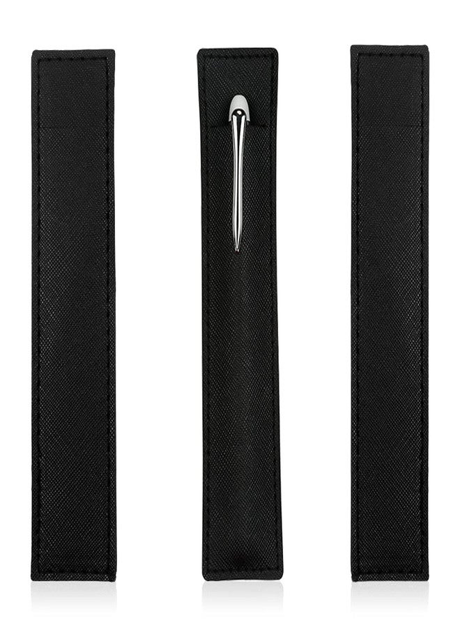 SNOMEL 3 Pack Leather Pen Pouch Sleeve, Single Fountain Pen Holder Case for Stylus Touch Pen, Ballpoint Pen, Pencils (Black) - Image 1