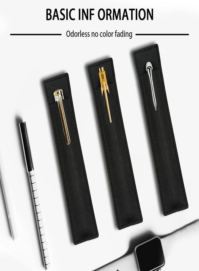 SNOMEL 3 Pack Leather Pen Pouch Sleeve, Single Fountain Pen Holder Case for Stylus Touch Pen, Ballpoint Pen, Pencils (Black) - Image 2