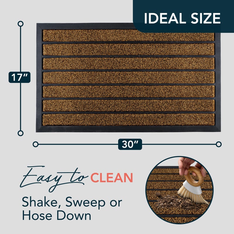 ubdyo Extra Durable Door Mat - Dirt Trapping Outdoor Welcome Mats - Non-Slip Outdoor Indoor Entrance - Low Profile Front Doormat (30" x 17", Bright Brown) - Image 2