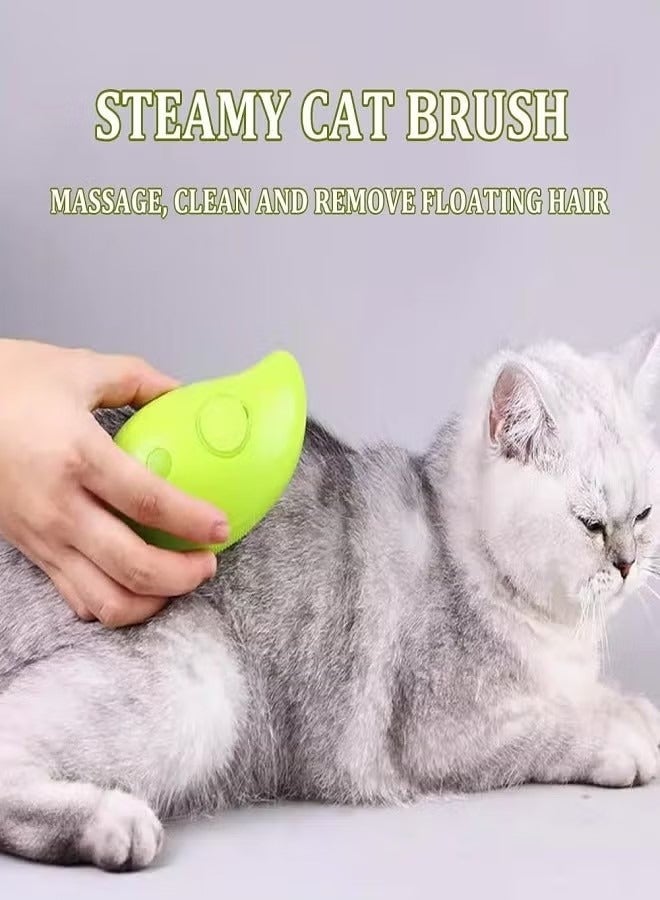 Meow Steamy Cat Brush - 3 In1 Cat Steamy Brush, Self Cleaning Steam Cat Brush, Cat Steamer Brush for Massage, Cat Hair Brush for Removing Tangled and Loosse Hair, Eliminate Flying Hair (green) - Image 2