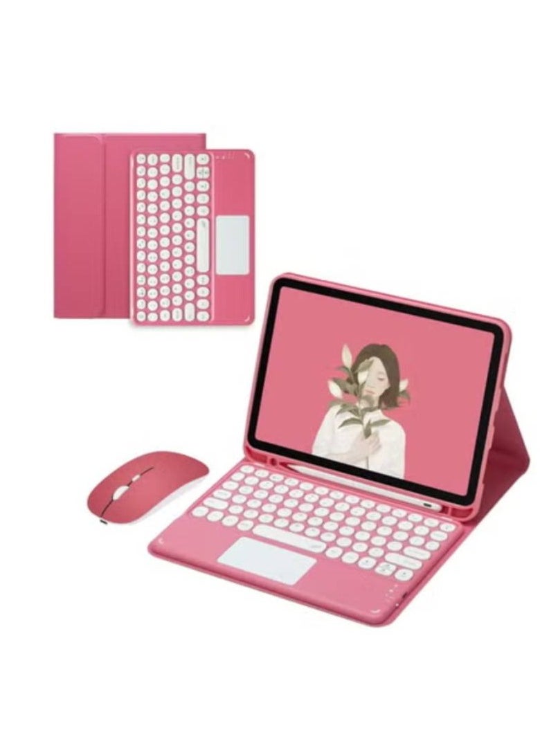 Generic - iPad 10th Generation Touchpad Keyboard Case Retro Round Key with Mouse Cute Color Keyboard with Trackpad Detachable Touch Keyboard iPad 10 2022 10.9 inch Cover - Image 1