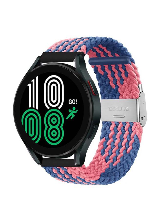 نيبمينينت سوار حلقي منفرد مضفر قابل للتعديل لساعة سامسونج جالاكسي 4 قياس 40/44 مم أزرق/ وردي - Image 2