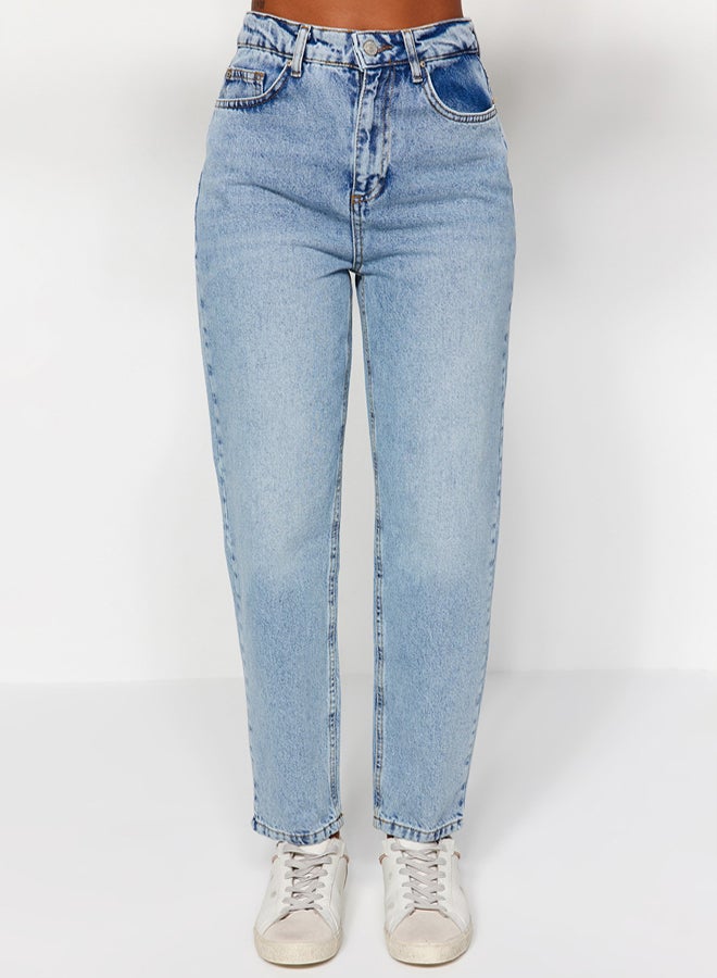 trendyol Light Blue High Waist Mom Jeans - Image 5