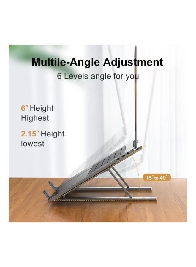 Adjustable Aluminum Laptop Stand Foldable Portable Notebook Holder Ergonomic Ventilated Desk Stand for Laptops Up to 17 Inches - Image 4