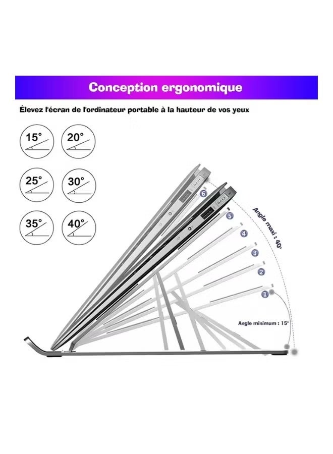 Adjustable Aluminum Laptop Stand Foldable Portable Notebook Holder Ergonomic Ventilated Desk Stand for Laptops Up to 17 Inches - Image 5