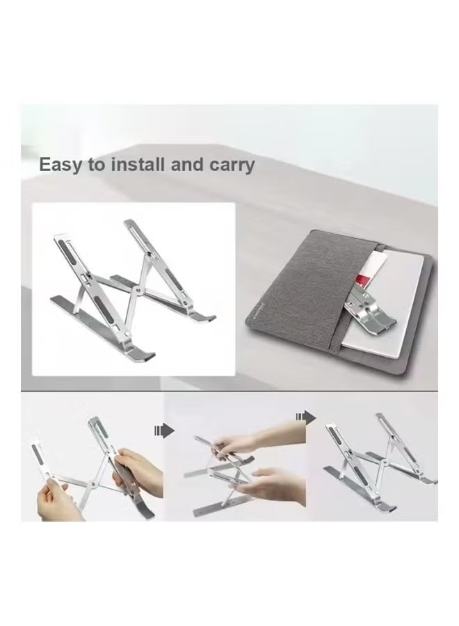 Adjustable Aluminum Laptop Stand Foldable Portable Notebook Holder Ergonomic Ventilated Desk Stand for Laptops Up to 17 Inches - Image 3