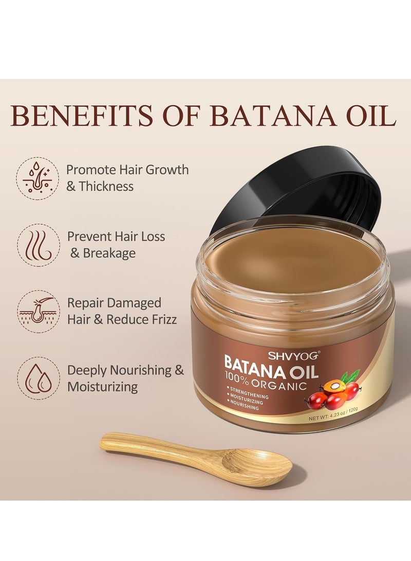 SHVYOG Batana Oil for Hair Growth, 100% Raw Batana Oil for Hair Loss, Natural Organic Batana Oil for Dry, Damaged Hair, Eliminates Split Ends, Enhances Thickness & Increases Shine- 4.23 Oz - Image 2