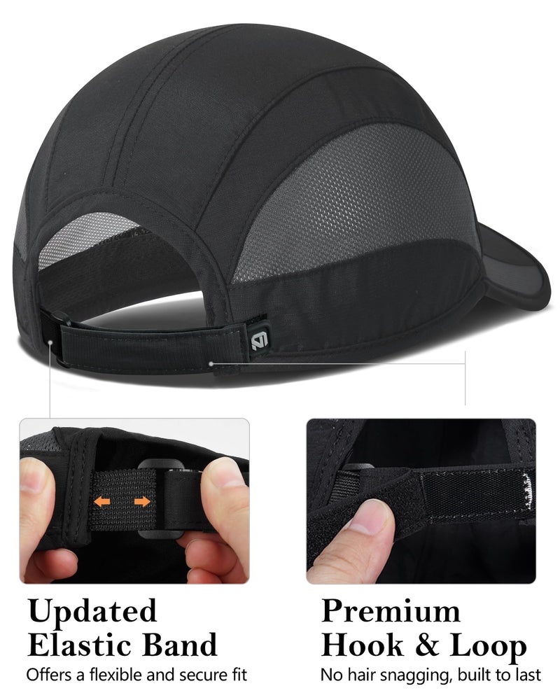 GADIEMKENSD Outdoor Running Hat Men's Cooling UPF50+ Womens Baseball Cap Sport Mesh Sun Hat Trucker Dad Hats Quick Dry Breathable Unstructured for Summer Camping Fishing Hiking Improved Black M - Image 3