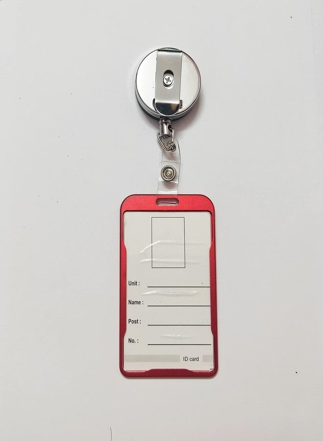كيدولتز حامل بطاقات هوية عمودي فاخر من الألومنيوم من كيدولتز مع حبل ويويو معدني قابل للسحب - ألوان متنوعة (مجموعة واحدة - حامل بطاقة هوية واحد، حبل واحد، خطاف واحد ويويو معدني واحد) (أحمر عمودي) - Image 3