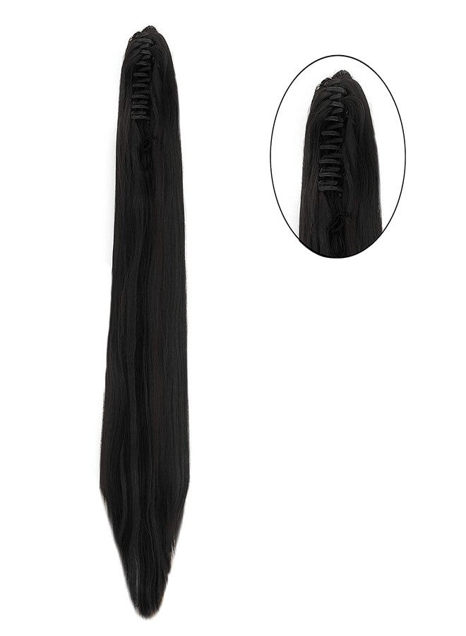 SUPER MARCHE Supermarche Hair Extensions Straight Ponytails Hairpiece Wavy Claw Clip Ponytail Hair Extensions (Black) pack of 1 - Image 3