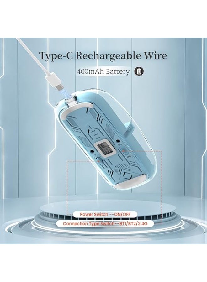 Wireless Rechargeable Mouse - Silent & Lightweight - Transparent Cool Design - Bluetooth 5.1 & 2.4G for PC, Mac, and iPad - Image 2