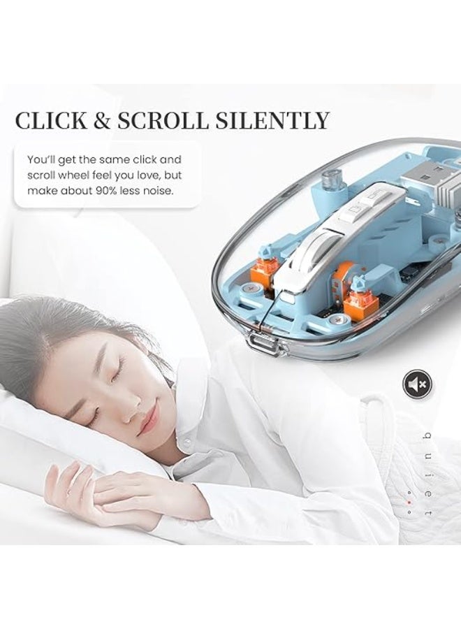 Wireless Rechargeable Mouse - Silent & Lightweight - Transparent Cool Design - Bluetooth 5.1 & 2.4G for PC, Mac, and iPad - Image 3