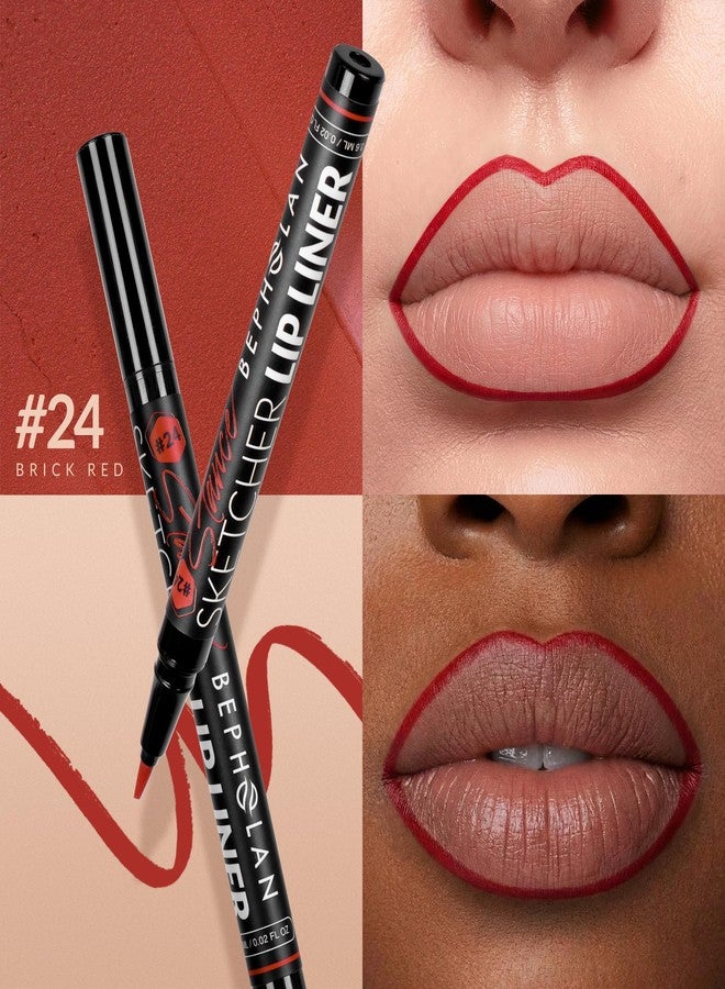 BEPHOLAN Longwear Lip Liner Waterproof, 24 Hour Long Lasting Liquid Lip Liner Stain Marker Pen, Matte Semi Permanent Lipliner & Lipstick(24 BRICK RED) - Image 2