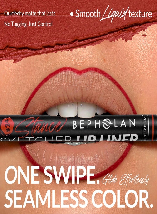 BEPHOLAN Longwear Lip Liner Waterproof, 24 Hour Long Lasting Liquid Lip Liner Stain Marker Pen, Matte Semi Permanent Lipliner & Lipstick(24 BRICK RED) - Image 4