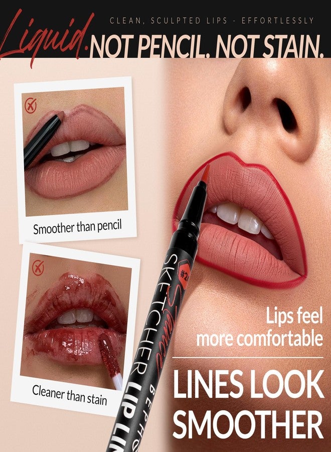 BEPHOLAN Longwear Lip Liner Waterproof, 24 Hour Long Lasting Liquid Lip Liner Stain Marker Pen, Matte Semi Permanent Lipliner & Lipstick(24 BRICK RED) - Image 3