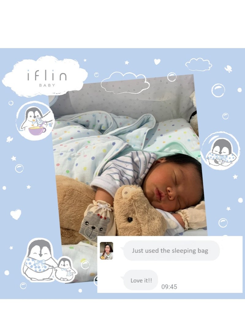 Iflin Baby My Sweet Dreams Bamboo Sleeping Bag (with Baby Pillow) - Playful Blue  - Image 3