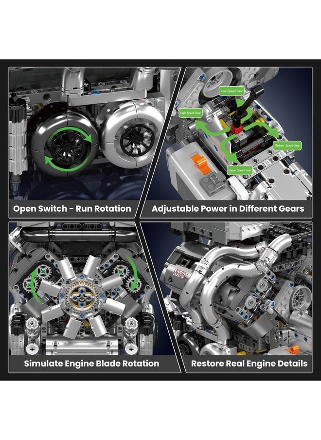 mould king Mould King W16 Model Engine Kit for Adults, V8 Engine Building Sets, Mini Engine Toys Scale with Motor, STEM Project Building Kits, DIY Collectible Blocks for Boys (2024 Pieces) 10201  - Image 3