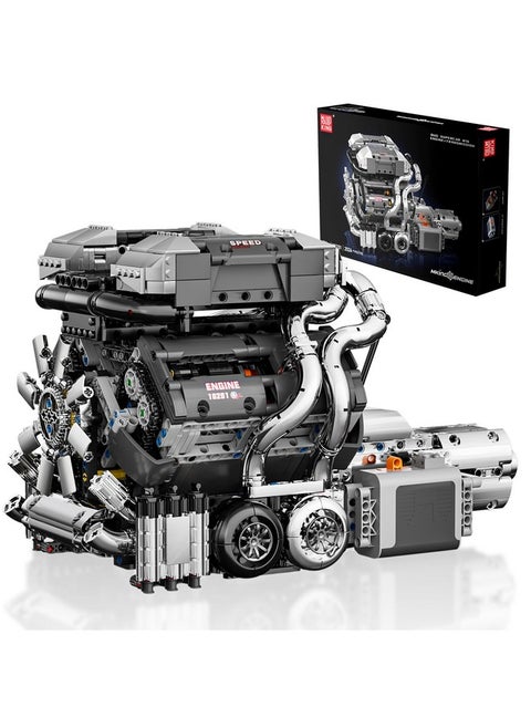 Mould King W16 Model Engine Kit for Adults, V8 Engine Building Sets, Mini Engine Toys Scale with Motor, STEM Project Building Kits, DIY Collectible Blocks for Boys (2024 Pieces) 10201