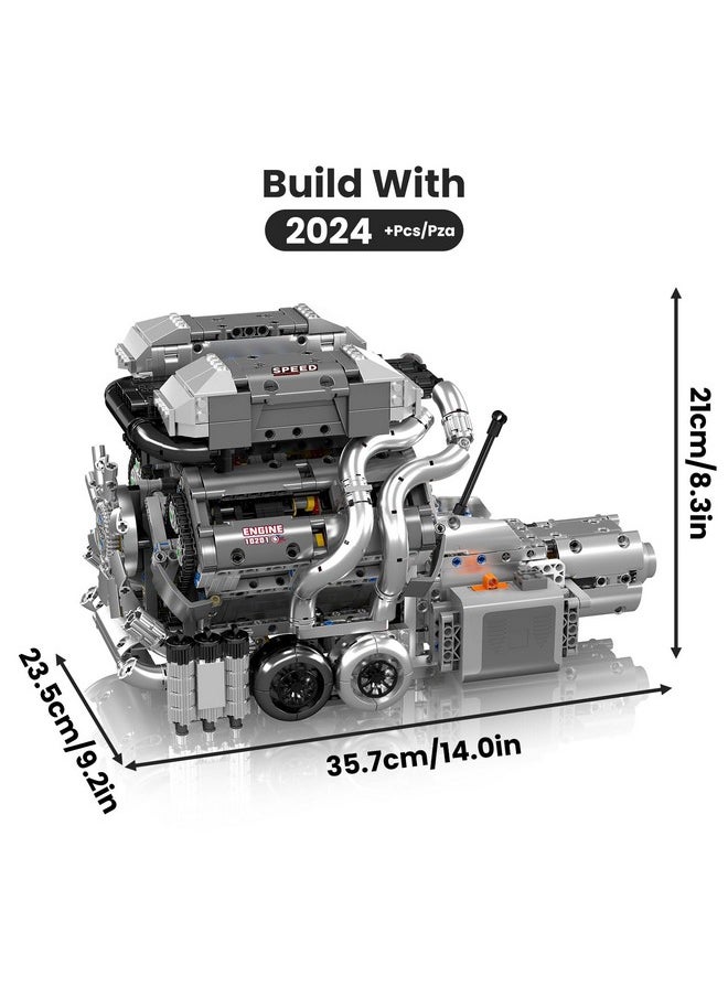 mould king Mould King W16 Model Engine Kit for Adults, V8 Engine Building Sets, Mini Engine Toys Scale with Motor, STEM Project Building Kits, DIY Collectible Blocks for Boys (2024 Pieces) 10201  - Image 5
