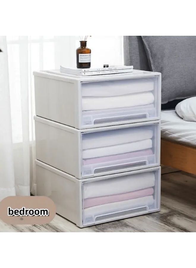 Beige 13L Transparent Plastic Drawer Storage Box With Clear Lid Organizer - Image 5