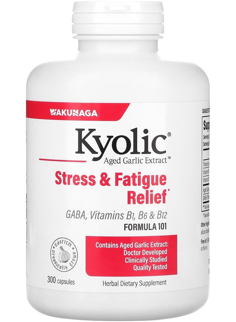 kyolic Aged Garlic Extract, Stress & Fatigue Relief, Formula 101, 300 Capsules