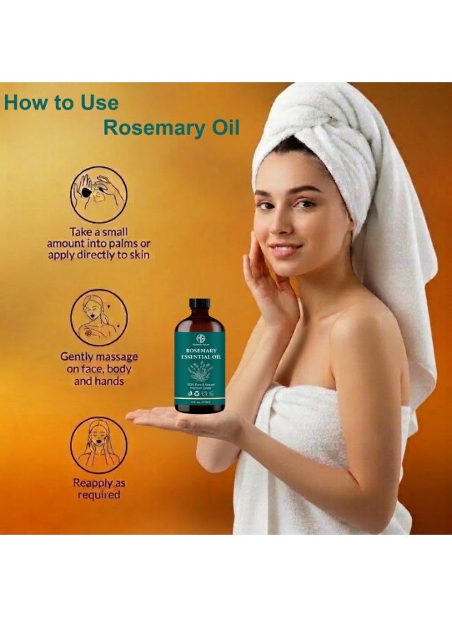 Mudassir Gulzar Rosemary Essential Oil 4 fl oz (118ml), 100% Pure & Natural Premium Grade Rosemary Oil for Hair Care, Aromatherapy, Diffuser & Scalp Massage, Rosemary Hair Oil - Image 3
