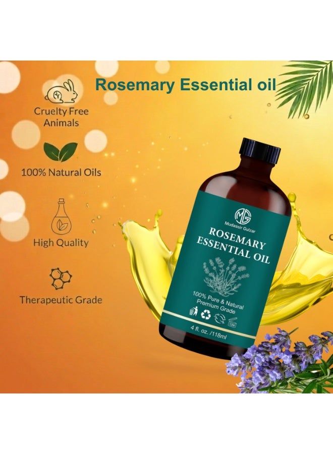 Mudassir Gulzar Rosemary Essential Oil 4 fl oz (118ml), 100% Pure & Natural Premium Grade Rosemary Oil for Hair Care, Aromatherapy, Diffuser & Scalp Massage, Rosemary Hair Oil - Image 4