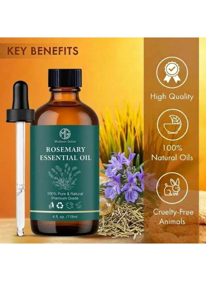 Mudassir Gulzar Rosemary Essential Oil 4 fl oz (118ml), 100% Pure & Natural Premium Grade Rosemary Oil for Hair Care, Aromatherapy, Diffuser & Scalp Massage, Rosemary Hair Oil - Image 5