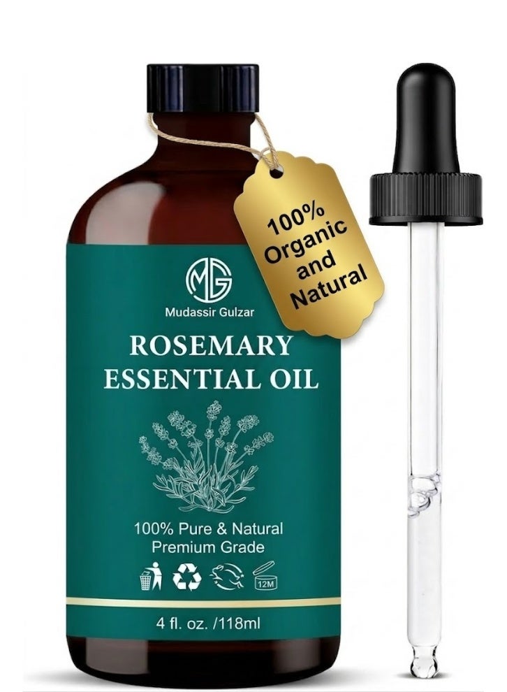 Mudassir Gulzar Rosemary Essential Oil 4 fl oz (118ml), 100% Pure & Natural Premium Grade Rosemary Oil for Hair Care, Aromatherapy, Diffuser & Scalp Massage, Rosemary Hair Oil - Image 1