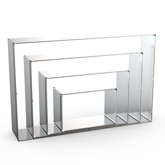 RECTANGLE COOKIE CUTTER SET LARGE 5 INCH 4 INCH 3 INCH 2 INCH GEOMETRIC FRAME PLAQUE COOKIE CUTTERS SHAPES BISCUIT MOLDS STAINLESS STEEL