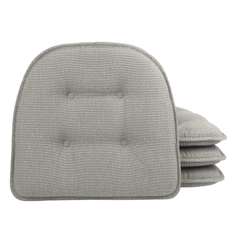 Klear Vu Omega NonSlip Chair Cushions Assembled in USA UShaped SkidProof Seat Pads for Dining Room Kitchen Office 15x16 4 Pack Slub Gray 4 Count