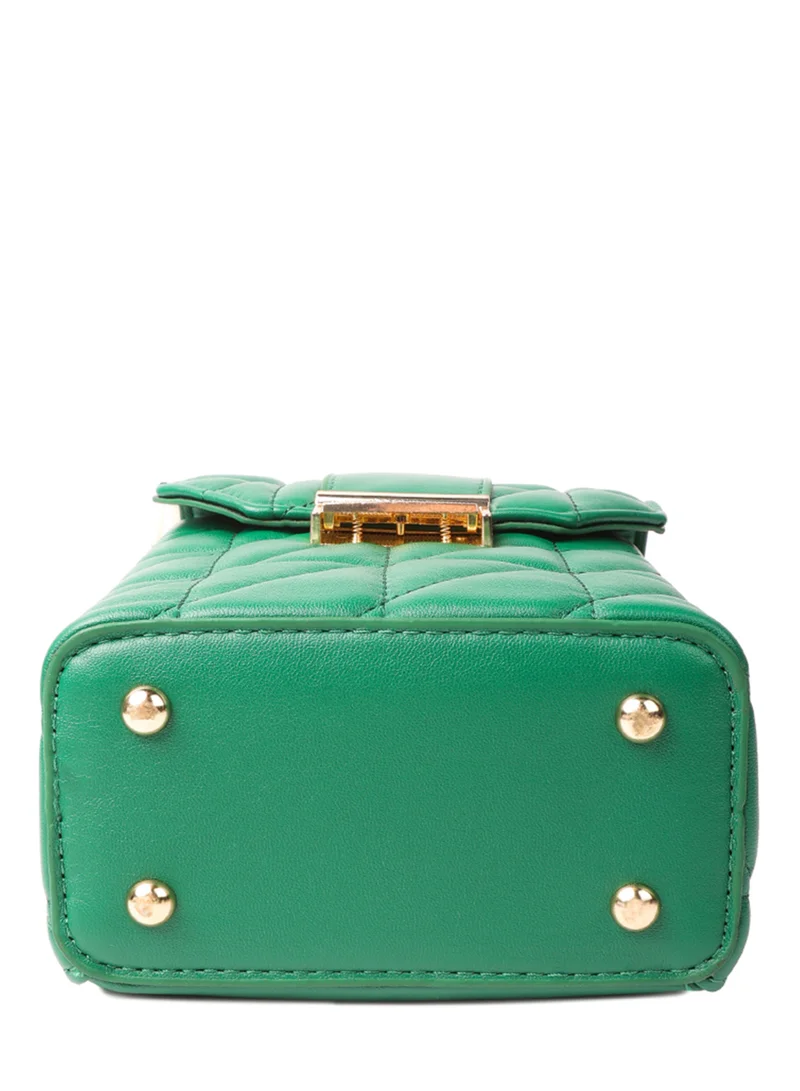 London Rag Green Quilted Faux Leather Bucket Handbag