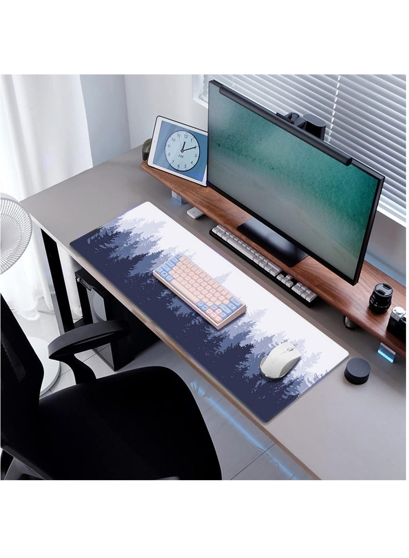general Gaming Mouse Pad Forest Background Pattern Large Mouse Mat Long Extended Desk Pad Non-Slip Rubber Mice Pads Stitched Edges Thin Pad ( 800x300x3mm ) - Image 5
