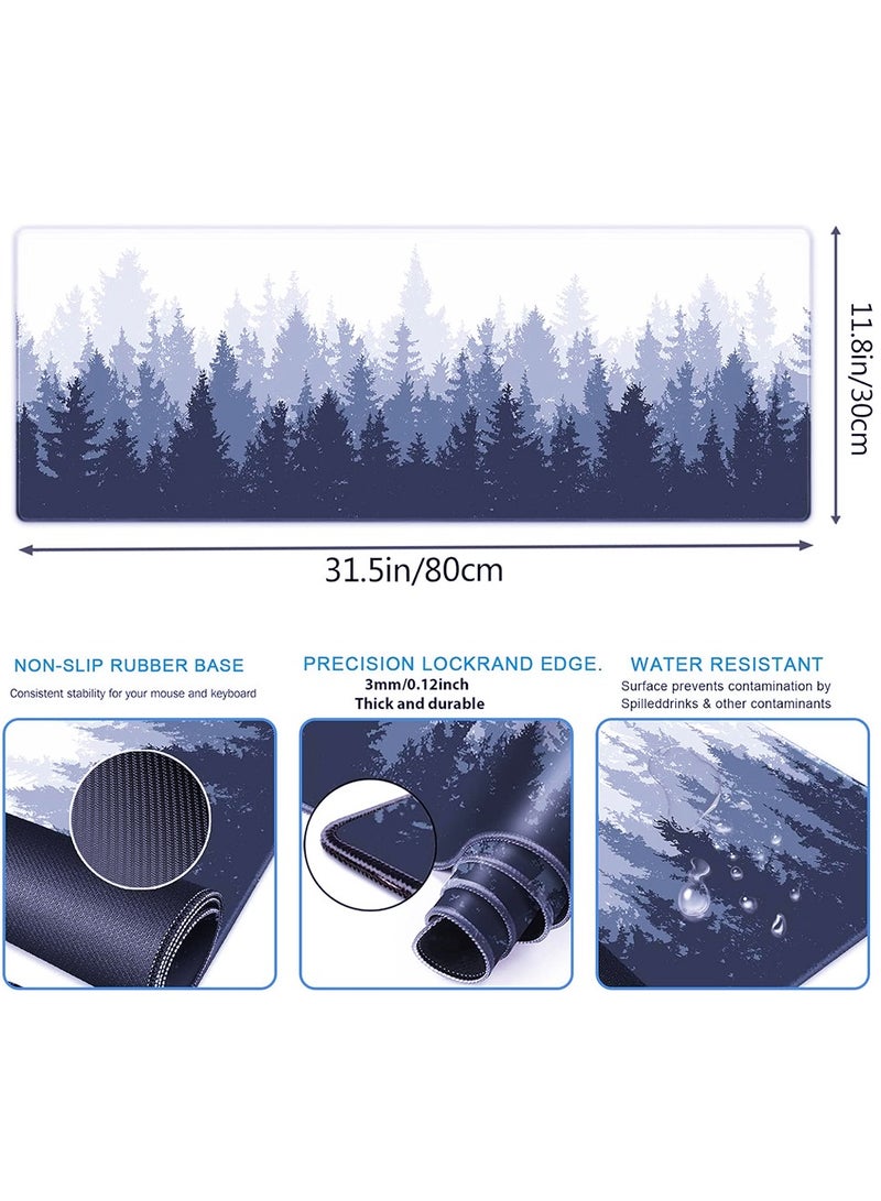 general Gaming Mouse Pad Forest Background Pattern Large Mouse Mat Long Extended Desk Pad Non-Slip Rubber Mice Pads Stitched Edges Thin Pad ( 800x300x3mm ) - Image 3
