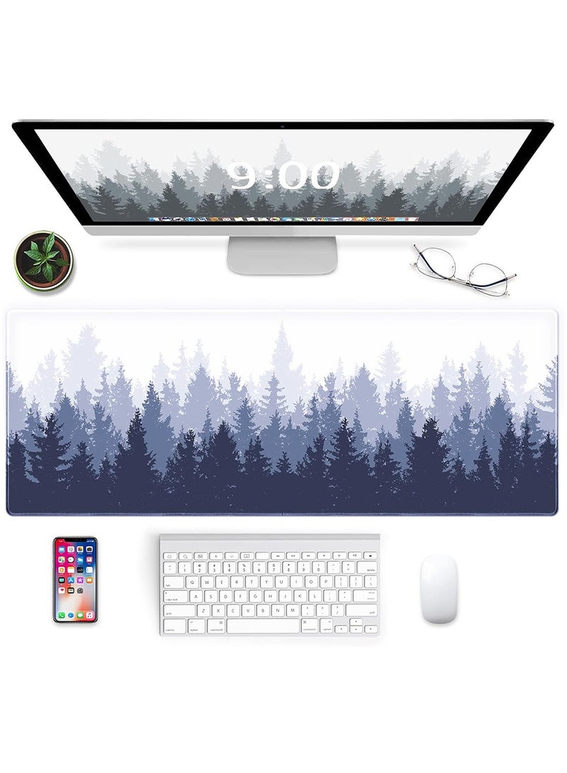 general Gaming Mouse Pad Forest Background Pattern Large Mouse Mat Long Extended Desk Pad Non-Slip Rubber Mice Pads Stitched Edges Thin Pad ( 800x300x3mm ) - Image 2
