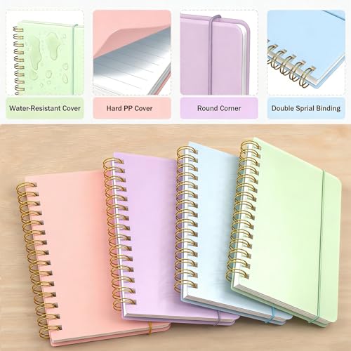 DMSVK 4 Pack 5x7 Small Spiral Notebook, Hardcover Spiral Journal Notebook with Removable Dividers Tabs, Note Books for Note Taking, Work, School, Cute Notebooks with Strap 50 Sheet - Image 3