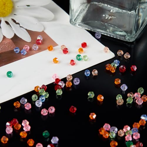 Laopottbeads 1200PCS 3mm Bicone Crystal Glass Beads for Jewelry Making, Sparkling Mini Beads for Suncatchers, DIY Bracelets & Craft Projects (Multicolored) - Image 3