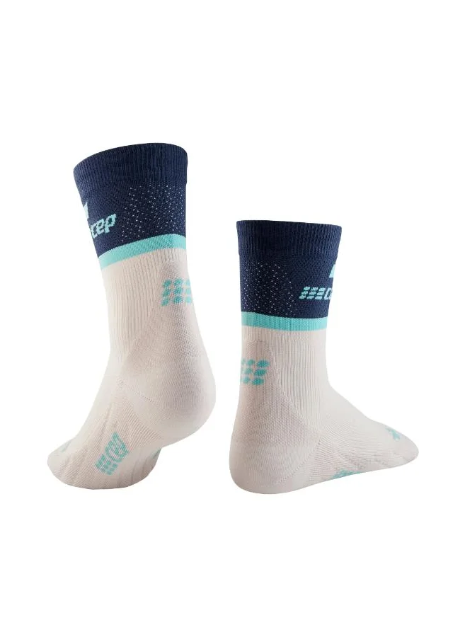 CEP CEP - The Run Compression Socks Mid Cut V4 Blue/Off-White Men