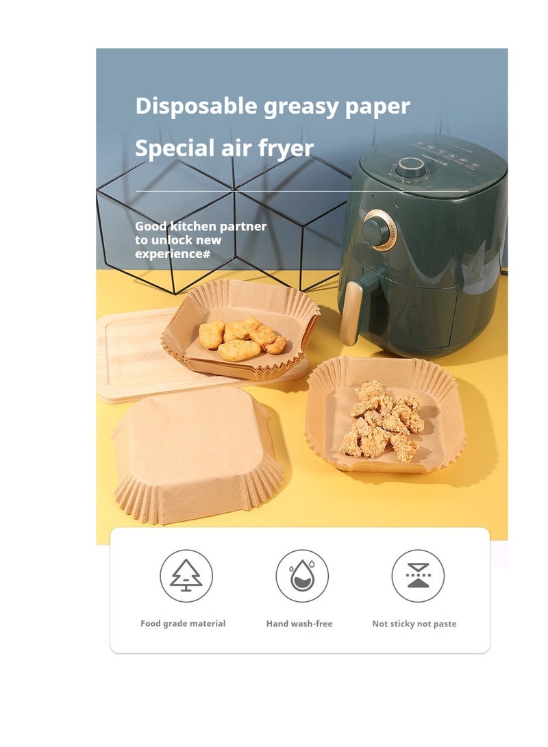 Air Fryer Disposable Paper Liner Air Fryer Cooking Paper Non Stick Air Fryer Liner Air Fryer Liner Air Fryer Baking Paper Oil Resistant Food Grade Baking Parchment Paper Microwave 100 Pieces 7 Inch Square - Image 1
