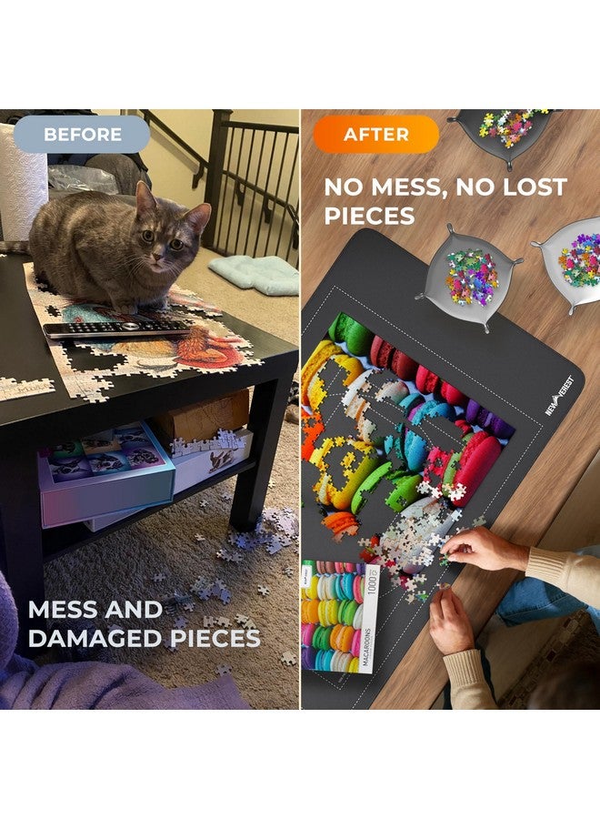 Newverest The Original Newverest Jigsaw Puzzle Mat Roll Up, Saver Pad 46” x 26” Portable Keeper Up to 1500 Pieces with Non-Slip Rubber Bottom & Smooth Top + 3 Puzzle Sorting Trays & Travel-Friendly Storage Bag  - Image 5