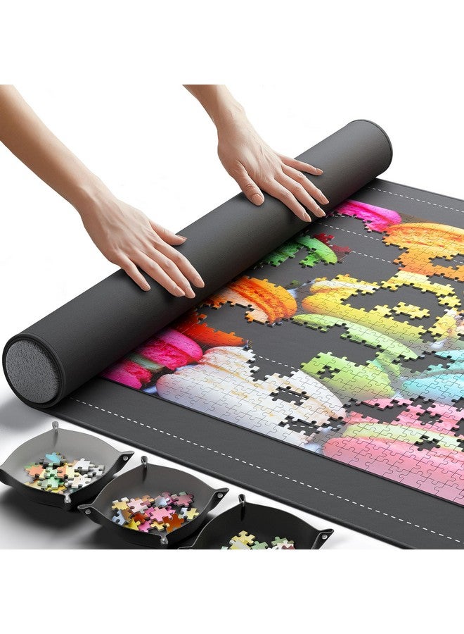 Newverest The Original Newverest Jigsaw Puzzle Mat Roll Up, Saver Pad 46” x 26” Portable Keeper Up to 1500 Pieces with Non-Slip Rubber Bottom & Smooth Top + 3 Puzzle Sorting Trays & Travel-Friendly Storage Bag  - Image 1