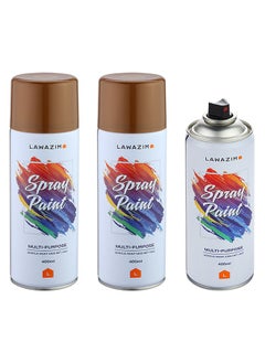 LAWAZIM Pack Of 3 Spray Paint Set - 139 Green Gold - Multi-Surface 400ml Paint with Quick-Drying Cans - Ideal for Wood, Plastic, Metal, Interior & Exterior Uses, DIY, Automotive, and Arts & Crafts  - Image 1
