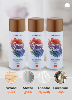LAWAZIM Pack Of 3 Spray Paint Set - 139 Green Gold - Multi-Surface 400ml Paint with Quick-Drying Cans - Ideal for Wood, Plastic, Metal, Interior & Exterior Uses, DIY, Automotive, and Arts & Crafts  - Image 4