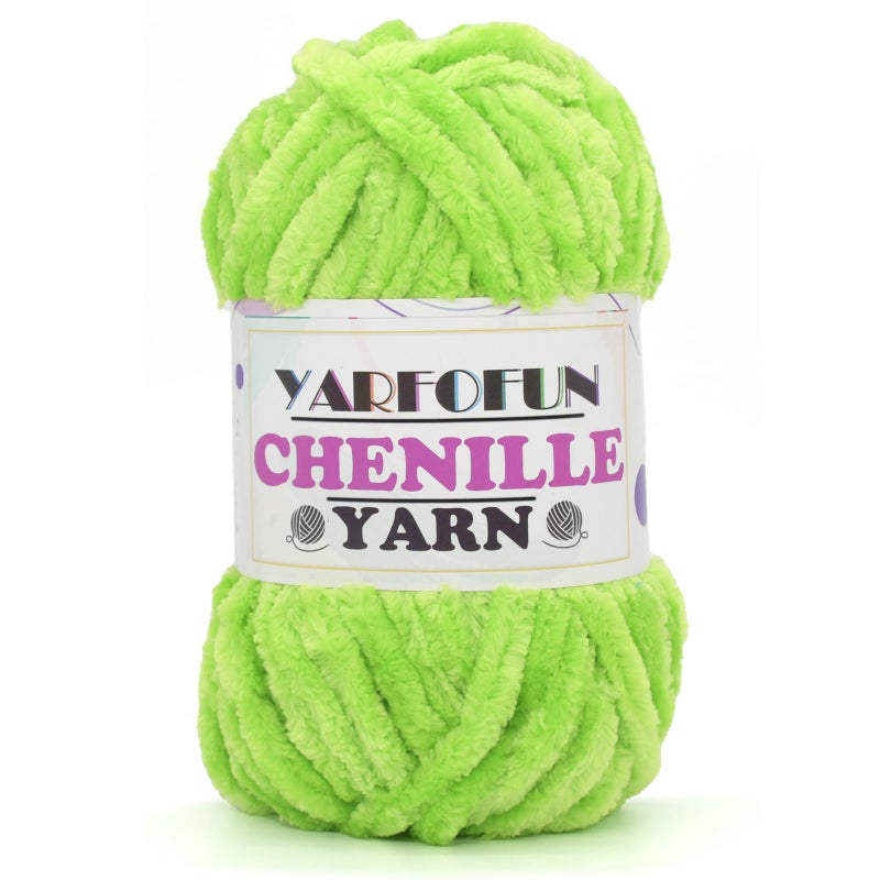YARFOFUN Velvet Chenille Yarn for CrochetingLime Green Fluffy Velvet Plush Thick Soft Chunky Chenille Baby Blanket Yarn for Crocheting Knitting Beginners 100g492ydLime Green - Image 3