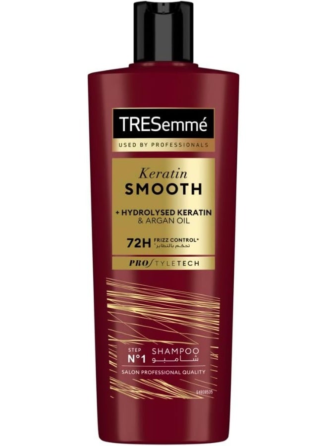 TRESemmé TRESEMMÉ Keratin Smooth & Straight Shampoo with Argan oil, enjoy up to 72 hours of frizz control, 400ml - Image 1